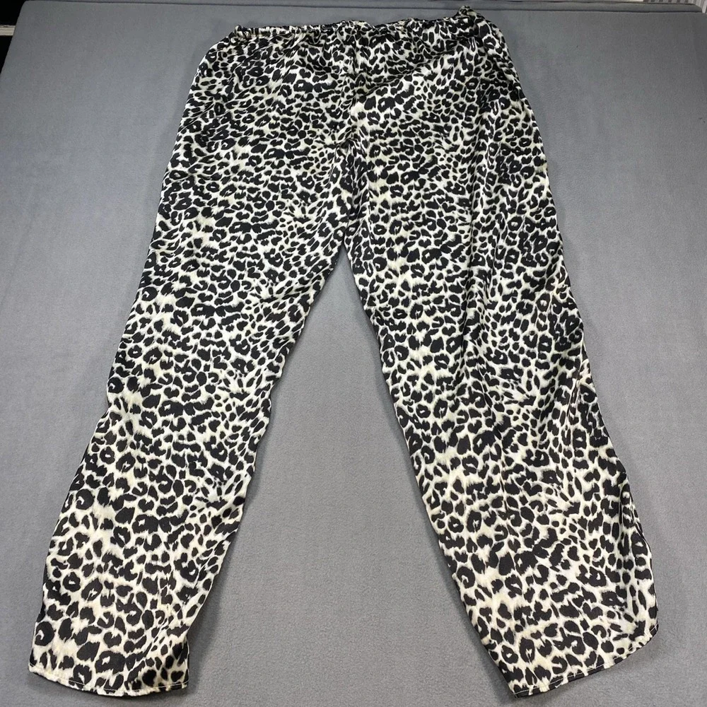 Victoria's Secret Leopard Satin Pajama Set Womens XL Top Pants Animal Print